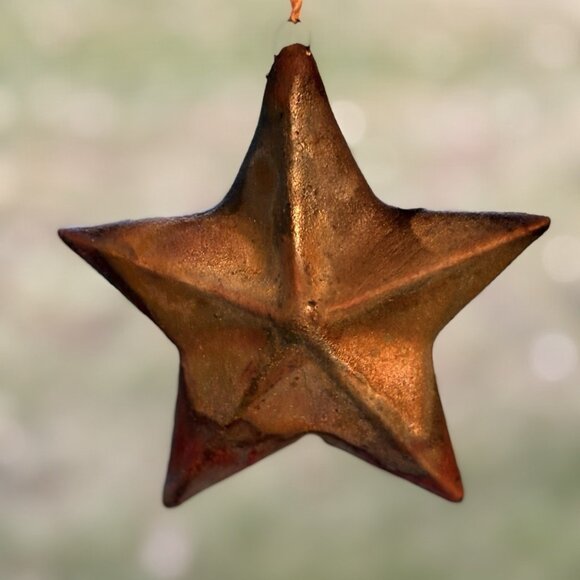 Raku Pottery STAR Smooth Christmas Ornament By J. Davis Studio’s w Rattle Sound - Picture 7 of 7